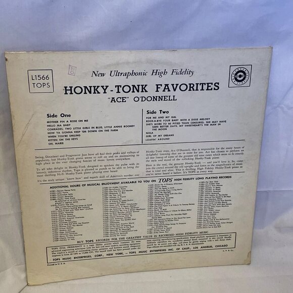 Ace O'Donnell Honky-Tonk Favorites (Vinyl, 1957) Tops Records L1566 Good LP - Picture 3 of 9